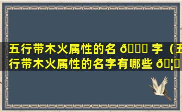 五行带木火属性的名 🐎 字（五行带木火属性的名字有哪些 🦋 ）